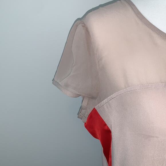 ...Lost Tan and Orange Short Sleeve Shift Mini Dress Sz L - Picture 3 of 8